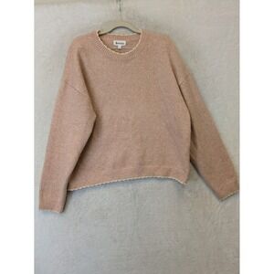 &merci Sweater Women's Large Pink Scalloped Trim Long Sleeve Crew Neck Pullover